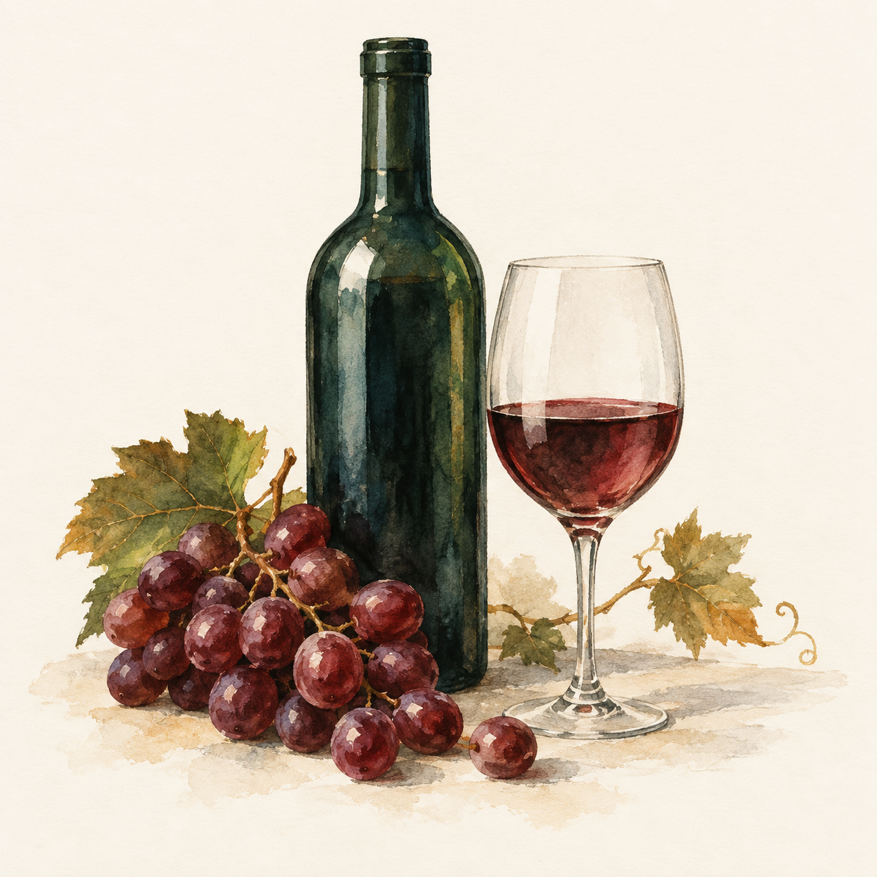 Symbolische Aquarellillustration zur Rubrik Die weitere Weinwelt